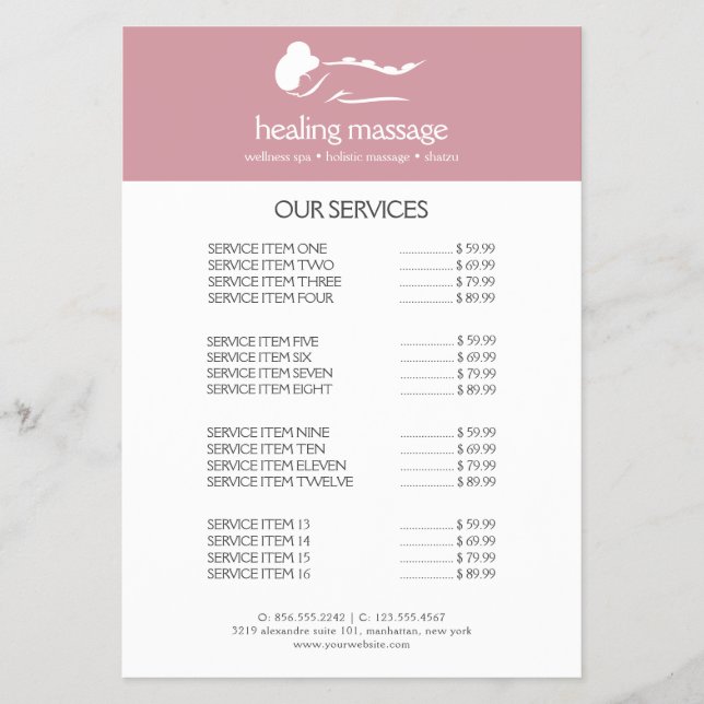 ROSA KVINNA STENMASSAGE  Wellness Dagspa Flygblad (Framsidan)
