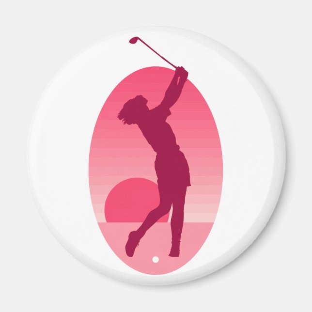 Rosa Kvinnors Golf Magnet (Framsidan)