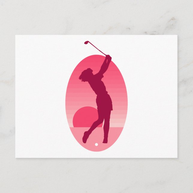 Rosa Kvinnors Golf Vykort (Framsida)