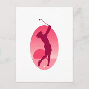 Rosa Kvinnors Golf Vykort