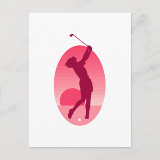 Rosa Kvinnors Golf Vykort