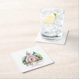 Rosa kyrkans blommigt - vattenfärgdusch för barn underlägg papper kvadrat