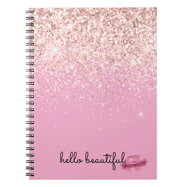 Rosa Kyss Läpp Blush Glitter         Anteckningsbok (Framsidan)