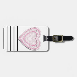 Rosa Laced Heart Bagagebricka