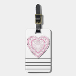 Rosa Laced Heart Bagagebricka