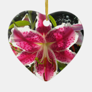 Rosa Läckar rosa tropiska blommor rosa blommigt Julgransprydnad Keramik
