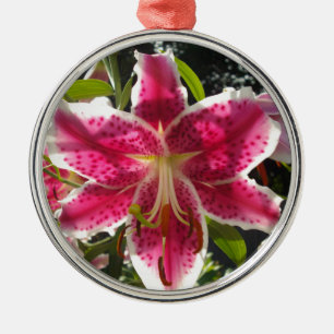 Rosa Läckar rosa tropiska blommor rosa blommigt Julgransprydnad Metall