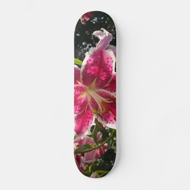 Rosa Läckar rosa tropiska blommor rosa blommigt Mini Skateboard Bräda 18,5 Cm (Framsida)