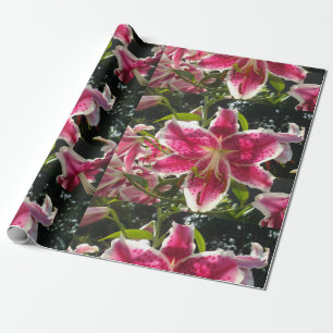 Rosa Läckar rosa tropiska blommor rosa blommigt Presentpapper