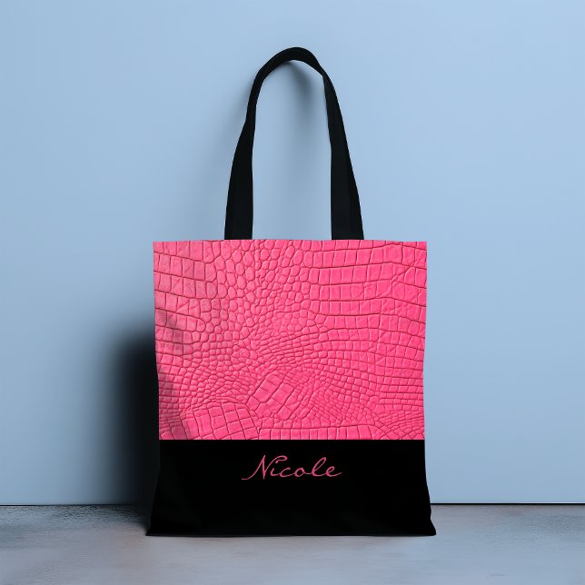Rosa Läder Texturerad Personlig, tote Bag Tygkasse (Skapare uppladdad)