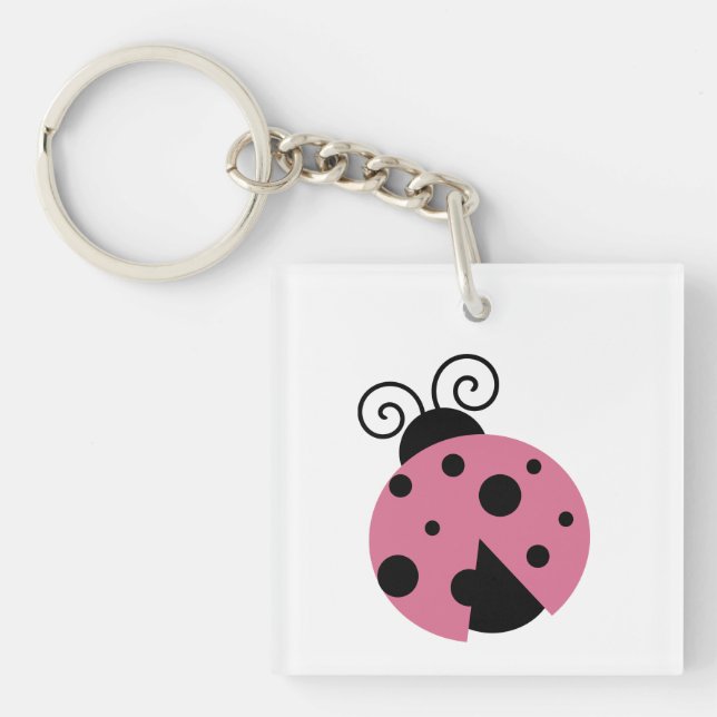 Rosa Ladybug Acrylic Keychain (Framsidan)