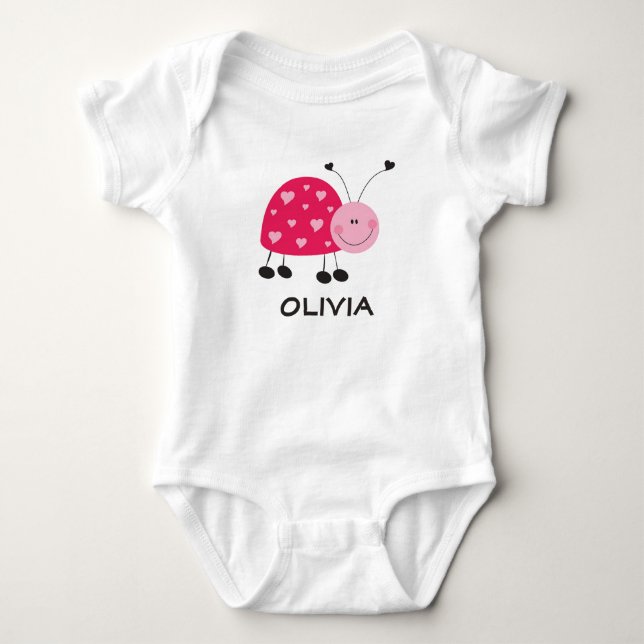 Rosa Ladybug Baby Jersey Bodykostym T Shirt (Framsida)
