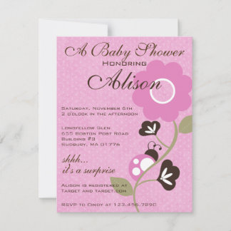 Rosa Ladybug Baby Shower Inbjudan