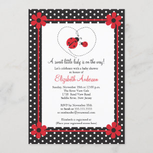 Rosa Ladybug Baby Shower Inbjudningar