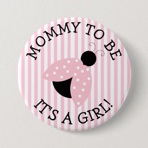 rosa Ladybug Baby Shower-knapp för "Mamma to be" Knapp