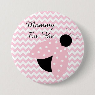 rosa Ladybug Baby Shower-knapp för "Mamma to be" Knapp