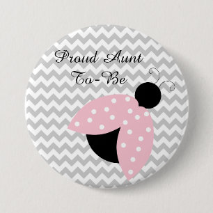 rosa Ladybug Baby Shower-knapp för "Proud Moster t Knapp