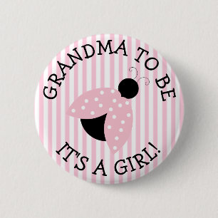 rosa Ladybug Baby Shower-knapp "Grandma to be" Knapp