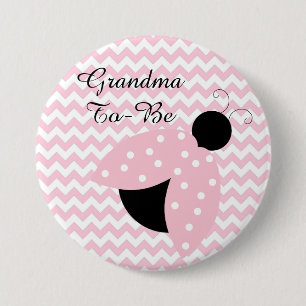 rosa Ladybug Baby Shower-knapp "Grandma to be" Knapp