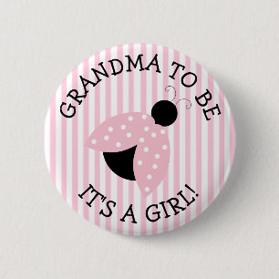 rosa Ladybug Baby Shower-knapp "Grandma to be" Knapp