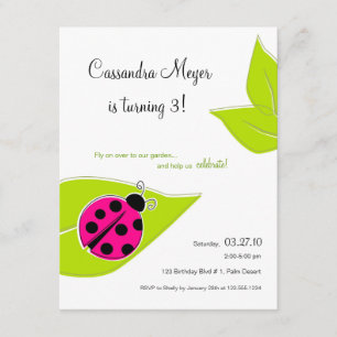 Rosa Ladybug Birthday-inbjudan Inbjudningar