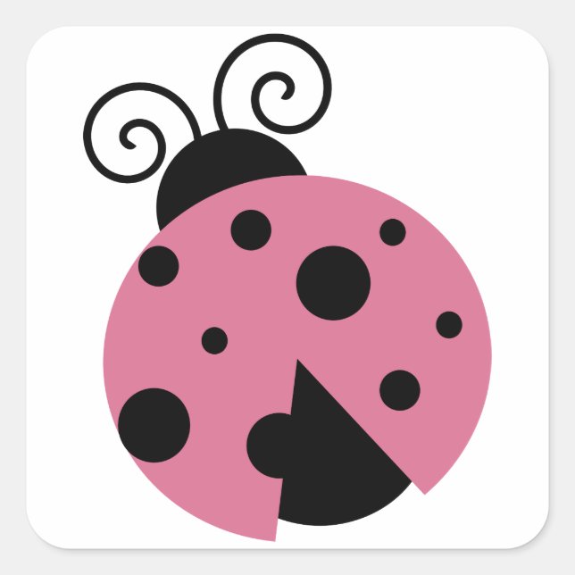 Rosa Ladybug Fyrkantigt Klistermärke (Framsida)