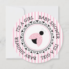Rosa Ladybug Girl's Baby Shower-inbjudningar Inbjudningar