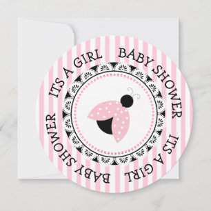 Rosa Ladybug Girl's Baby Shower-inbjudningar Inbjudningar