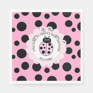 Rosa Ladybug Girl's Baby Shower Pappersservett
