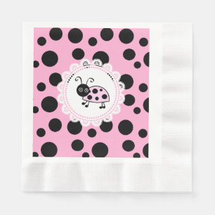 Rosa Ladybug Girl's Baby Shower Pappersservett