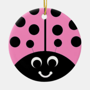 rosa ladybug julgransprydnad keramik