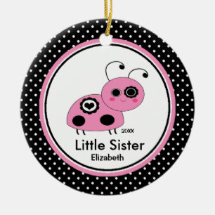 Rosa Ladybug Little Sister jul Ornament