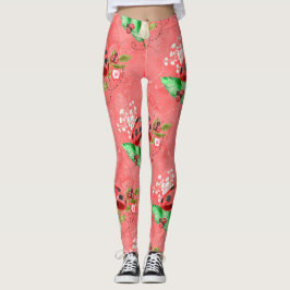 Rosa Ladybug och Mushroom Mönster Leggings