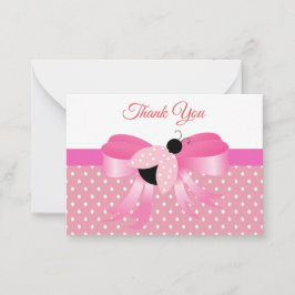 Rosa Ladybug På Rosa Ribbon Tack Anteckningskort