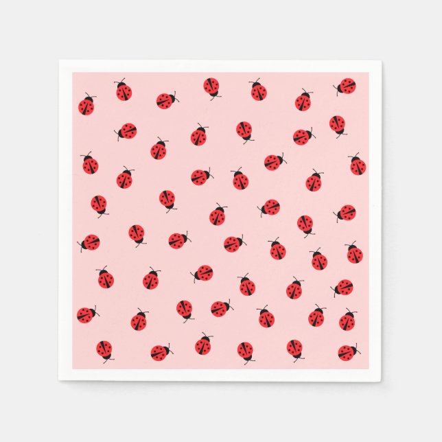 Rosa Ladybug Papper Napkins Pappersservett (Framsidan)
