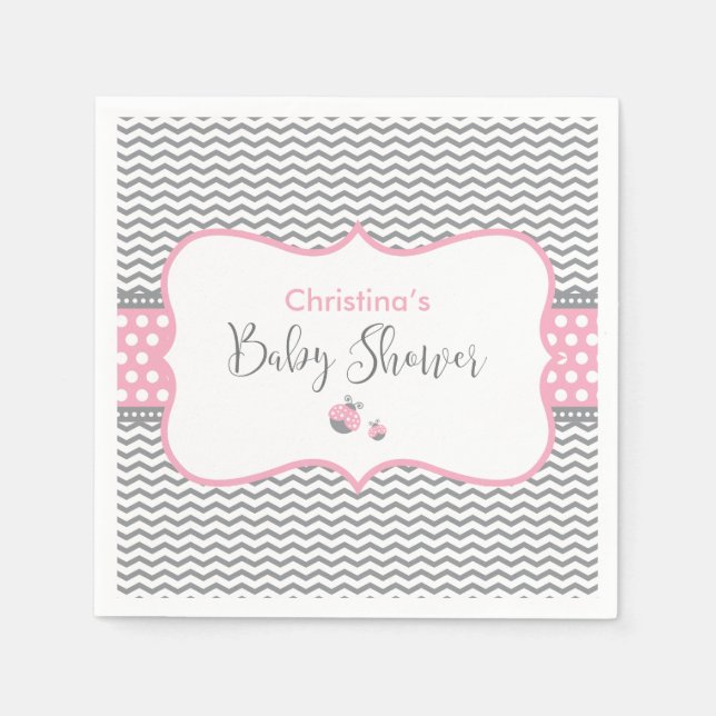 Rosa Ladybug Pappersservett (Framsidan)