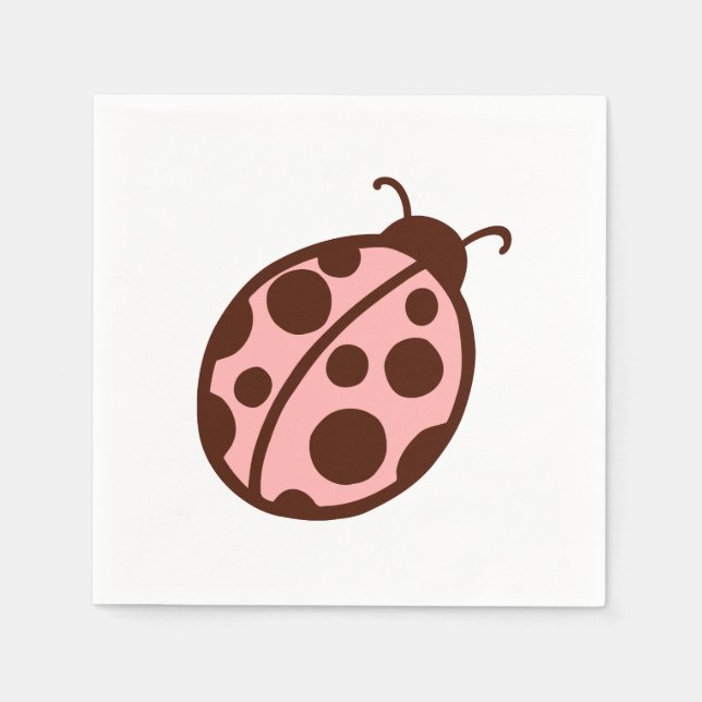 Rosa Ladybug Party Napkins Pappersservett (Framsidan)