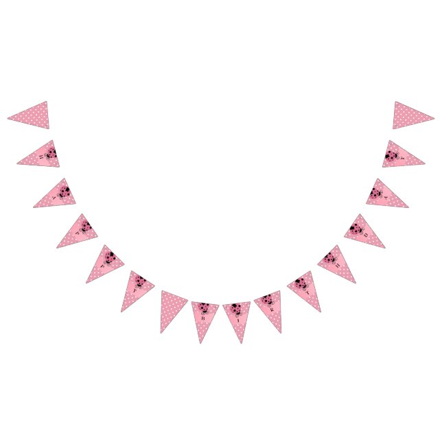 Rosa Ladybug Polka Dot Birthday Banner Vimplar (Alla)
