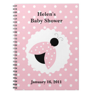 Rosa Ladybug & Polka dots Baby Shower Notebook  Anteckningsbok Med Spiral