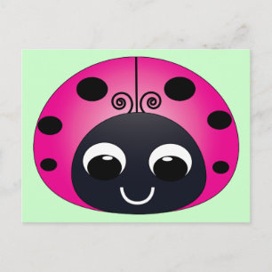 Rosa Ladybug Postcard Vykort