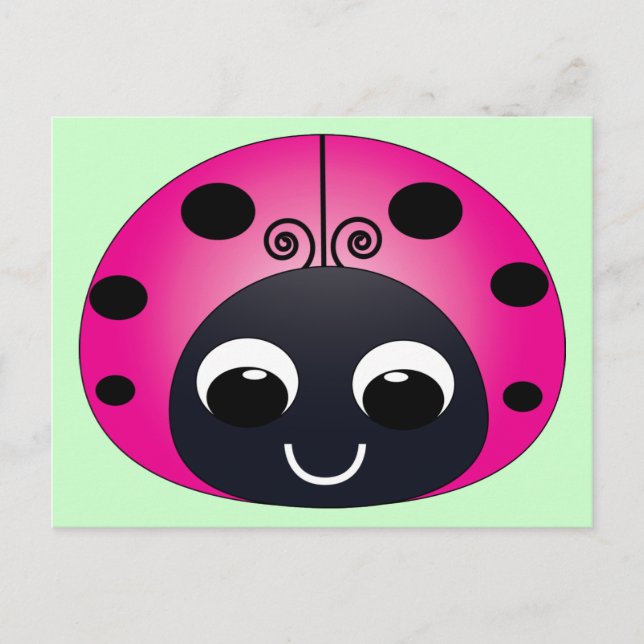 Rosa Ladybug Postcard Vykort (Framsida)
