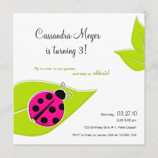 Rosa Ladybug Square Birthday-inbjudan Inbjudningar