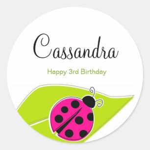 Rosa Ladybug Topper Stickers Runt Klistermärke
