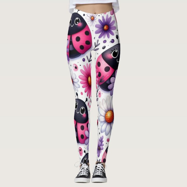 Rosa Ladybugs Leggings (Framsida)