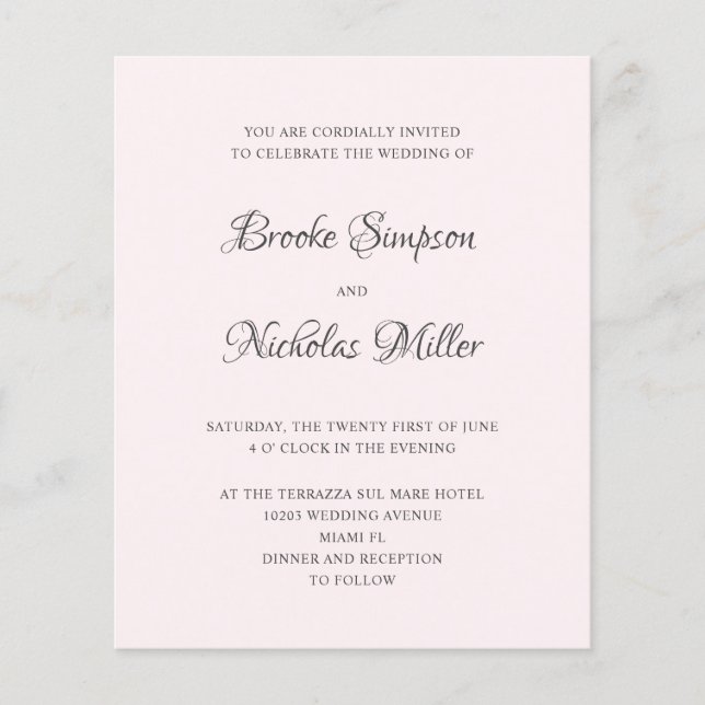 Rosa | LÅG KOSTNADSFÖRING Enkel Elegant Minimal Br (Framsida)