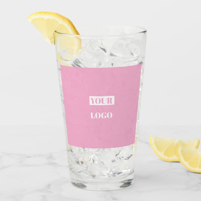 Rosa - lägg till din logga  glaskopp (Framsida Ice)