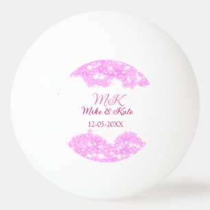 Rosa lägg till ett par namn-datummonogram glitter pingisboll