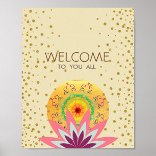 Rosa läka för lotusblommablommaYoga som är vård- Poster