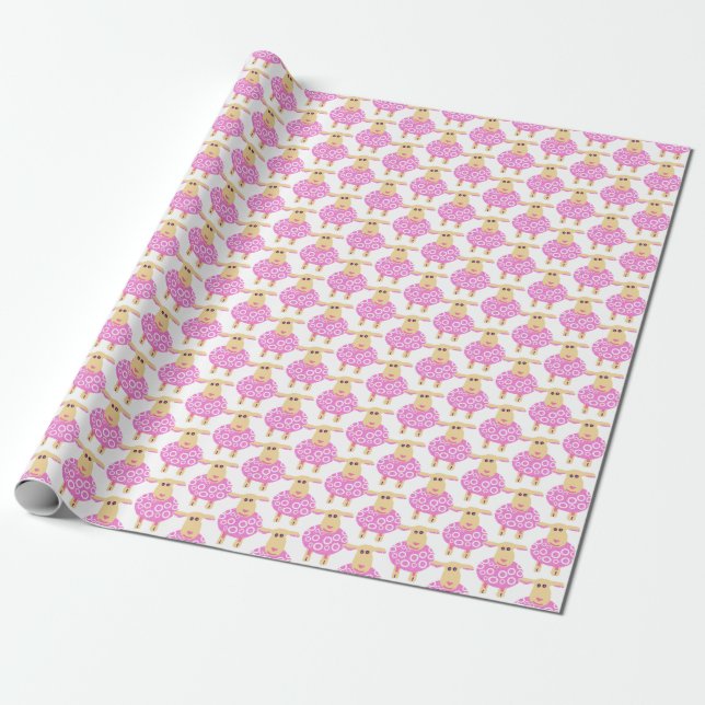 Rosa lam lamm baby presentwrap presentpapper (Utrullad)