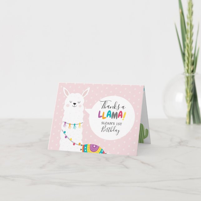 Rosa Lama Kaktus Foto Tack Kort (Framsida)